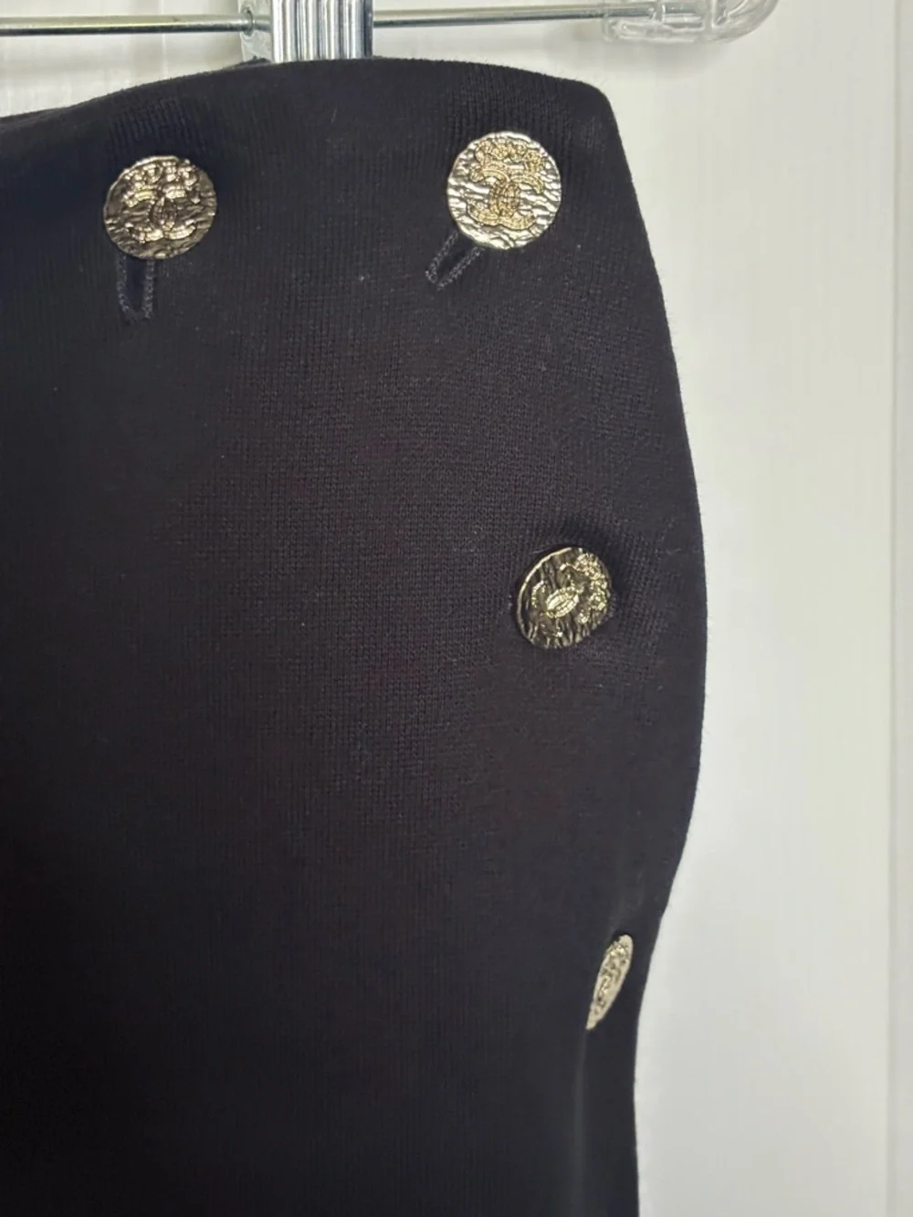 EUC CHANEL Sailor Cotton Black Wide-Leg Pants with Decorative Buttons Size 38